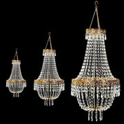 3 ft Empire Style Beaded Crystal Chandelier with Gold Ornate Metal Frame - Clear CHDLR_HANG01_3FT_GOLD