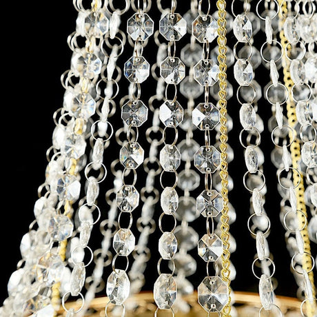 3 ft Empire Style Beaded Crystal Chandelier with Gold Ornate Metal Frame - Clear CHDLR_HANG01_3FT_GOLD