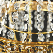 3 ft Empire Style Beaded Crystal Chandelier with Gold Ornate Metal Frame - Clear CHDLR_HANG01_3FT_GOLD