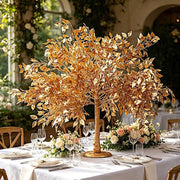 3 ft Metallic Faux Leaf Trees with Realistic Trunk Base - Gold ARTI_TREE_METLIC31_3_GOLD