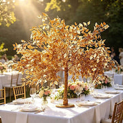 3 ft Metallic Faux Leaf Trees with Realistic Trunk Base - Gold ARTI_TREE_METLIC31_3_GOLD