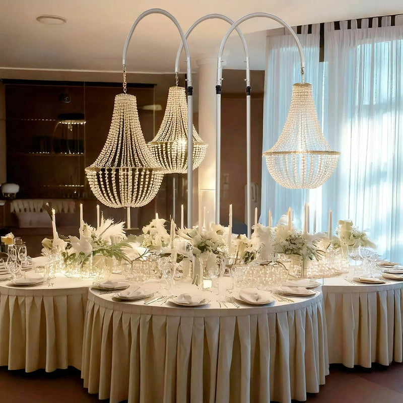 3 ft x 10 ft Curved Adjustable Aluminum Metal Chandelier Hanger - Silver BKDP_STND_ALUM_3X10