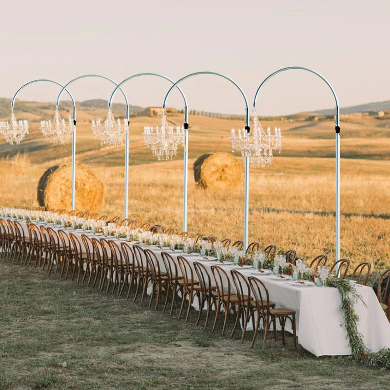 3 ft x 10 ft Curved Adjustable Aluminum Metal Chandelier Hanger - Silver BKDP_STND_ALUM_3X10