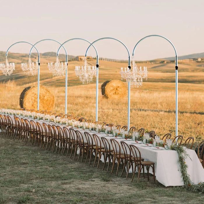 3 ft x 10 ft Curved Adjustable Aluminum Metal Chandelier Hanger - Silver BKDP_STND_ALUM_3X10