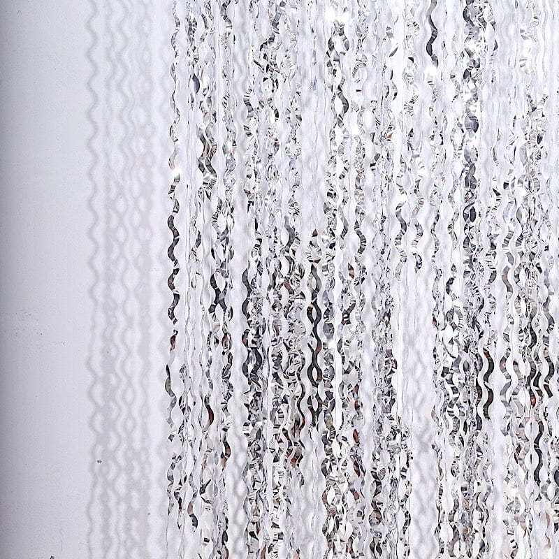 3 ft x 6 ft Metallic Wavy Foil Fringe Backdrop Curtain