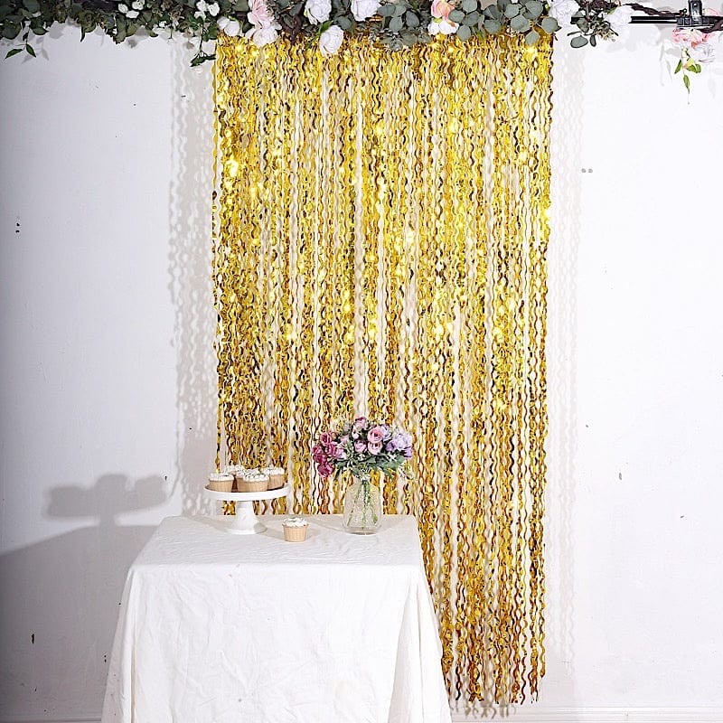 3 ft x 6 ft Metallic Wavy Foil Fringe Backdrop Curtain