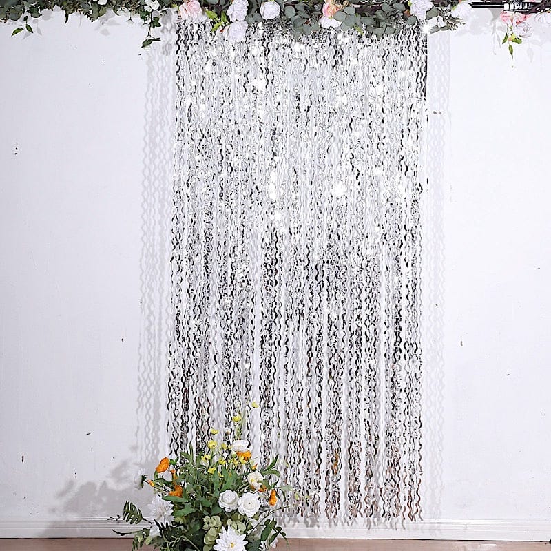 3 ft x 6 ft Metallic Wavy Foil Fringe Backdrop Curtain