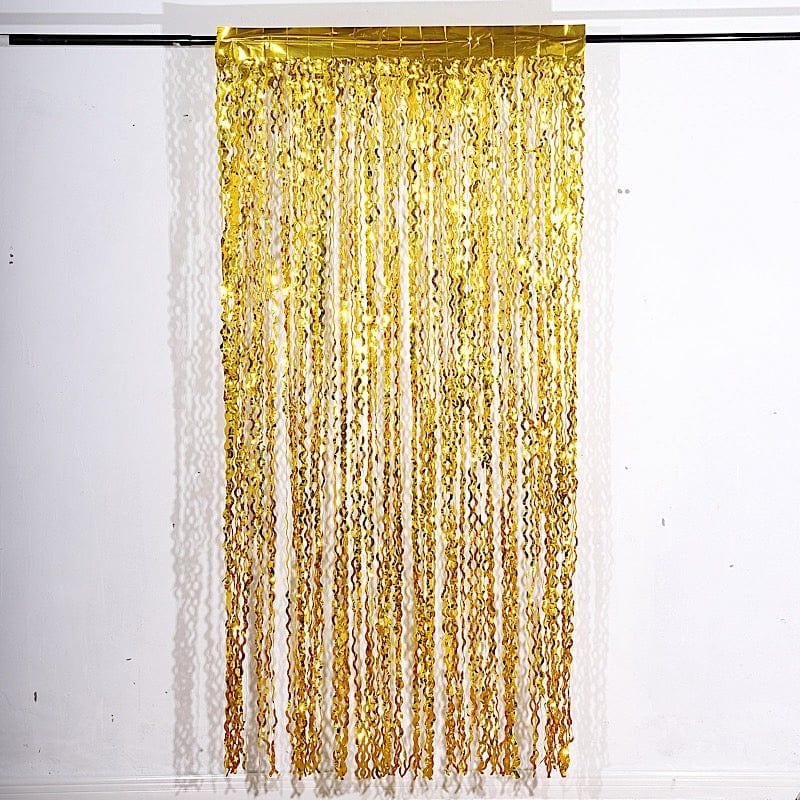 3 ft x 6 ft Metallic Wavy Foil Fringe Backdrop Curtain