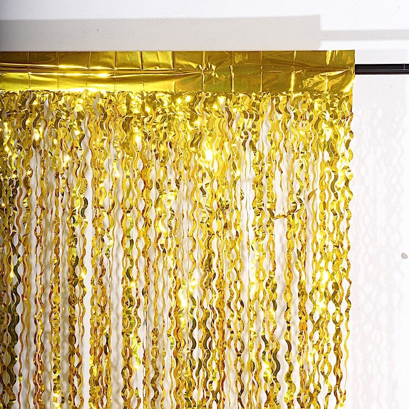 3 ft x 6 ft Metallic Wavy Foil Fringe Backdrop Curtain