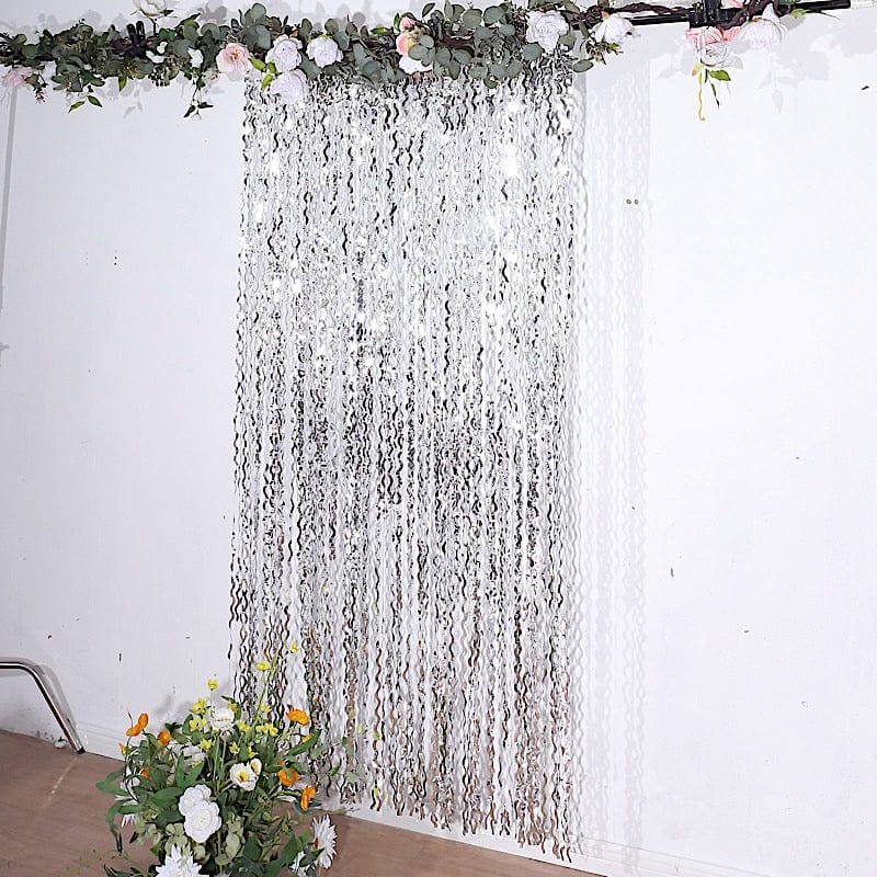 3 ft x 6 ft Metallic Wavy Foil Fringe Backdrop Curtain