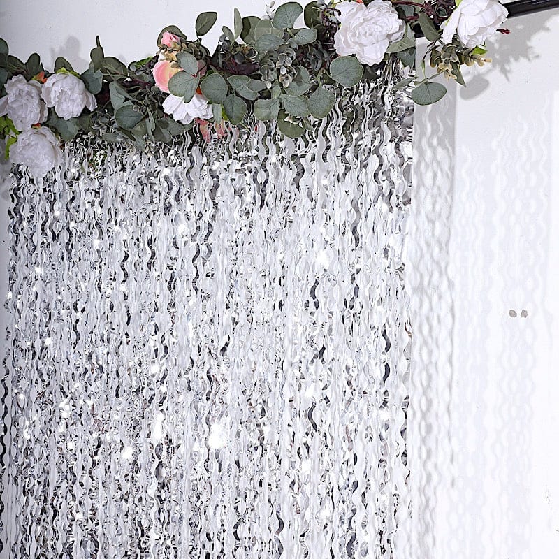 3 ft x 6 ft Metallic Wavy Foil Fringe Backdrop Curtain