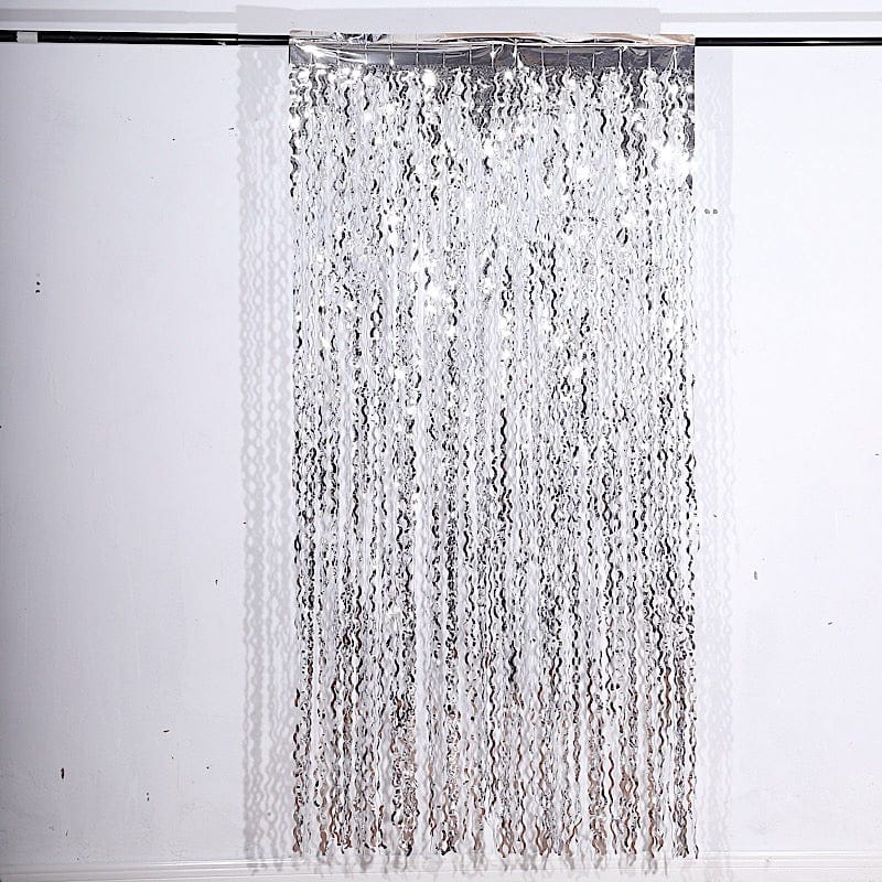 3 ft x 6 ft Metallic Wavy Foil Fringe Backdrop Curtain