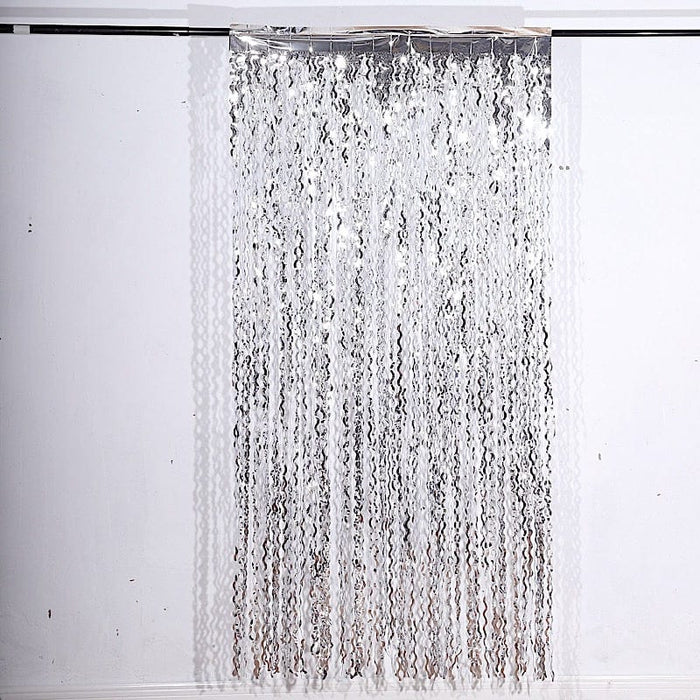 3 ft x 6 ft Metallic Wavy Foil Fringe Backdrop Curtain