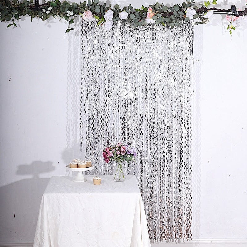 3 ft x 6 ft Metallic Wavy Foil Fringe Backdrop Curtain