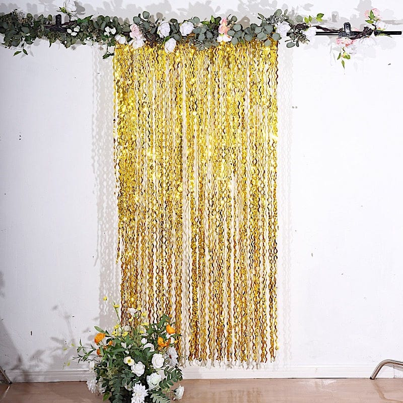 3 ft x 6 ft Metallic Wavy Foil Fringe Backdrop Curtain