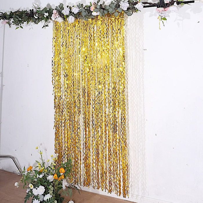 3 ft x 6 ft Metallic Wavy Foil Fringe Backdrop Curtain