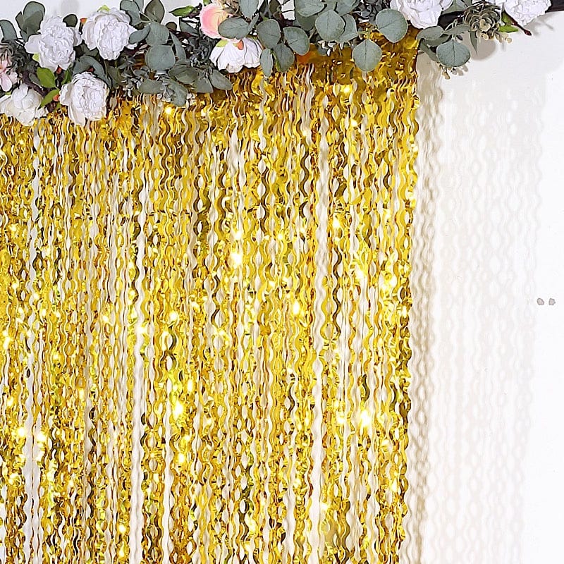 3 ft x 6 ft Metallic Wavy Foil Fringe Backdrop Curtain