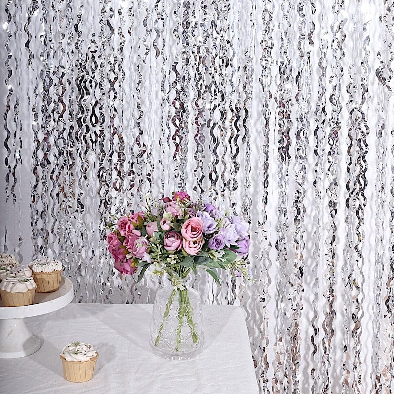 3 ft x 6 ft Metallic Wavy Foil Fringe Backdrop Curtain