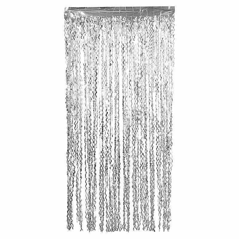 3 ft x 6 ft Metallic Wavy Foil Fringe Backdrop Curtain