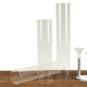 3 Glass Pillar Hurricane Candle Shades - Clear CHDLR_CAND_030_GLASS_SET