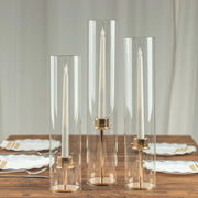 3 Glass Pillar Hurricane Candle Shades - Clear CHDLR_CAND_030_GLASS_SET