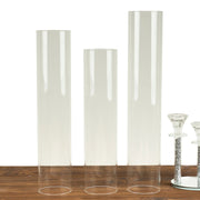 3 Glass Pillar Hurricane Candle Shades - Clear CHDLR_CAND_030_GLASS_SET