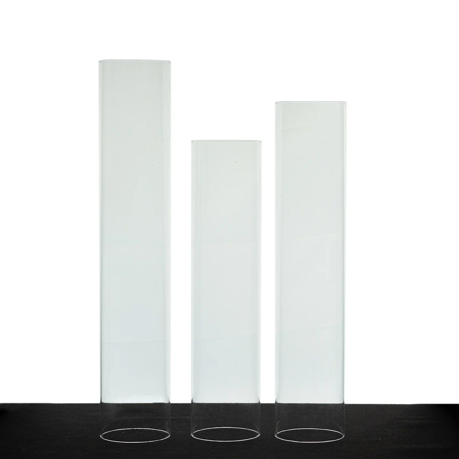 3 Glass Pillar Hurricane Candle Shades - Clear CHDLR_CAND_030_GLASS_SET