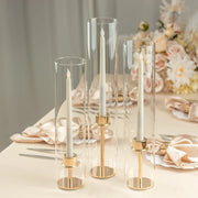 3 Glass Pillar Hurricane Candle Shades - Clear CHDLR_CAND_030_GLASS_SET