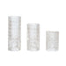 3 Glass Taper Candle Holders with Gemstone Pattern - Clear CAND_HOLD_016_SET_CLR