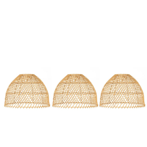 3 Handwoven Dome Pendant Rattan Light Shades - Natural CHDLR_HANG04_WAV03_SET3_NAT