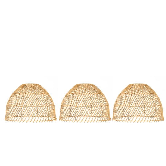 3 Handwoven Dome Pendant Rattan Light Shades - Natural CHDLR_HANG04_WAV03_SET3_NAT