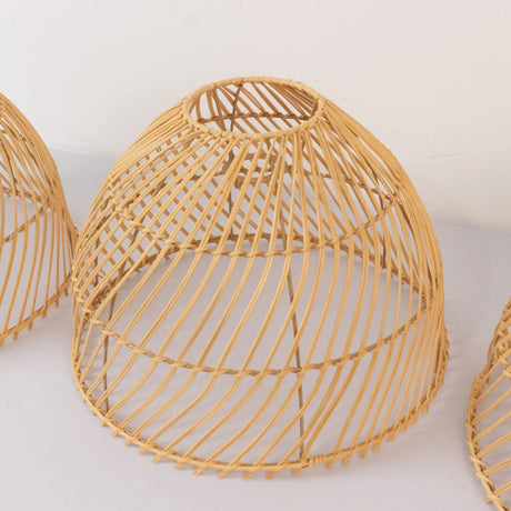 3 Handwoven Dome Pendant Rattan Light Shades - Natural CHDLR_HANG04_WAV03_SET3_NAT