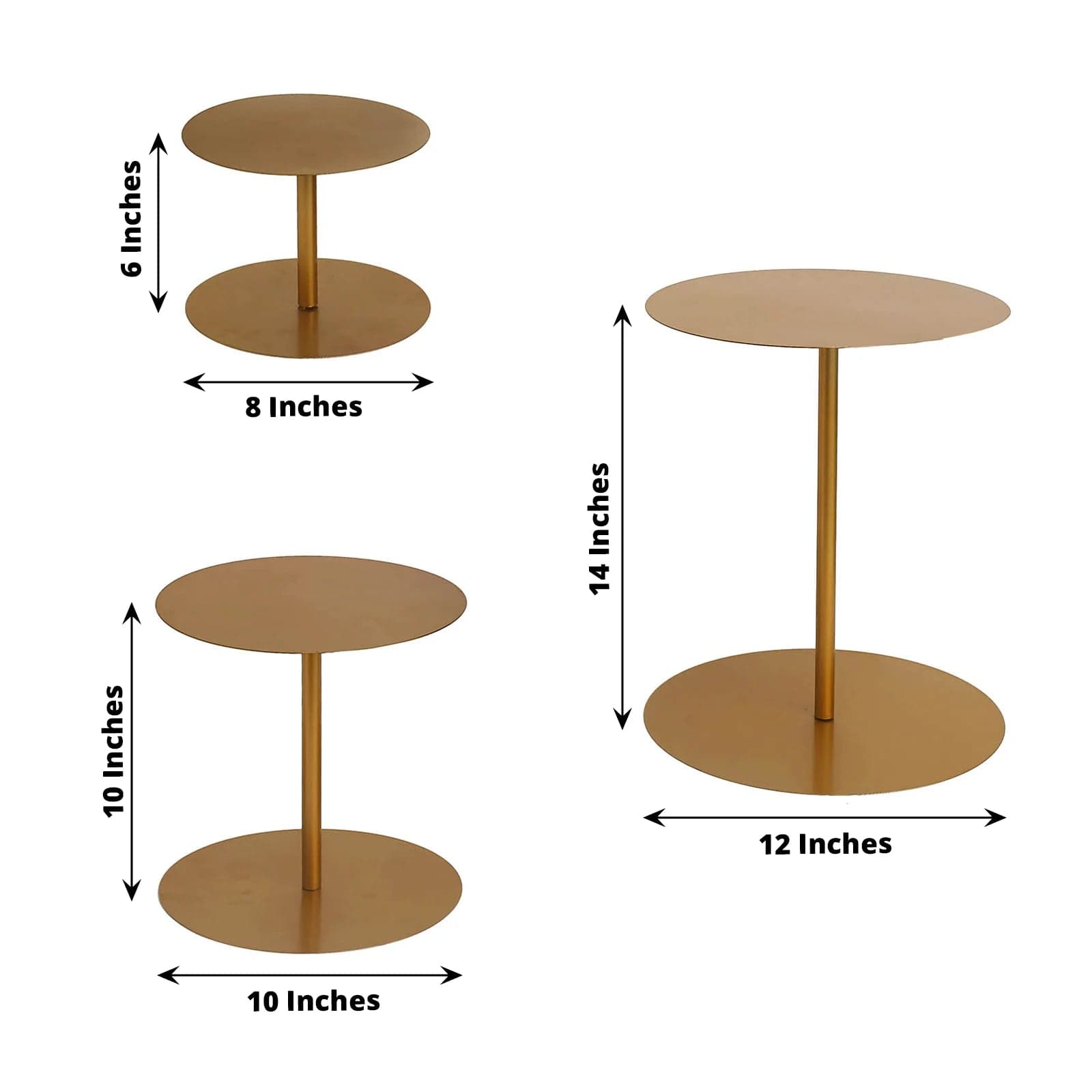 3 Heavy Duty Metal Round Pedestal Cake Stands - Gold CHDLR_CAKE16_SET_GOLD