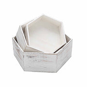 3 Hexagon Wooden Cake Stand Cupcake Dessert Holder - Whitewashed CAKE_WOD009_SET_WHT