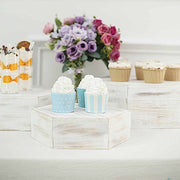 3 Hexagon Wooden Cake Stand Cupcake Dessert Holder - Whitewashed CAKE_WOD009_SET_WHT