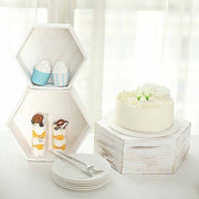 3 Hexagon Wooden Cake Stand Cupcake Dessert Holder - Whitewashed CAKE_WOD009_SET_WHT
