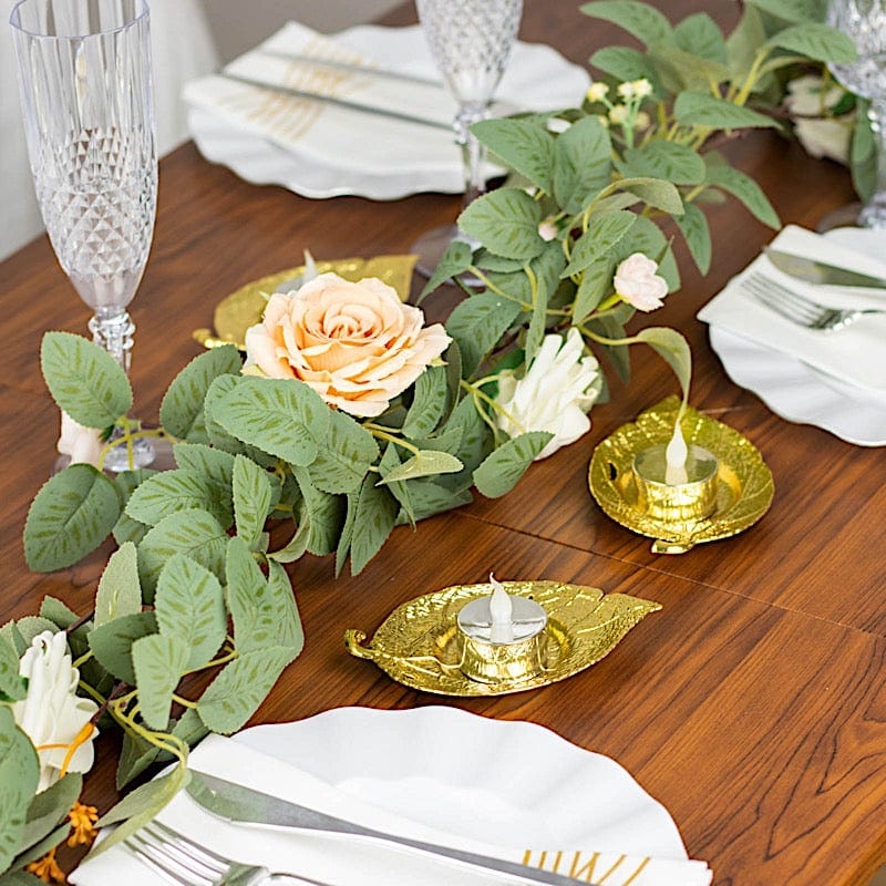 3 Maple Leaf 5" Metal Votive Candle Holders