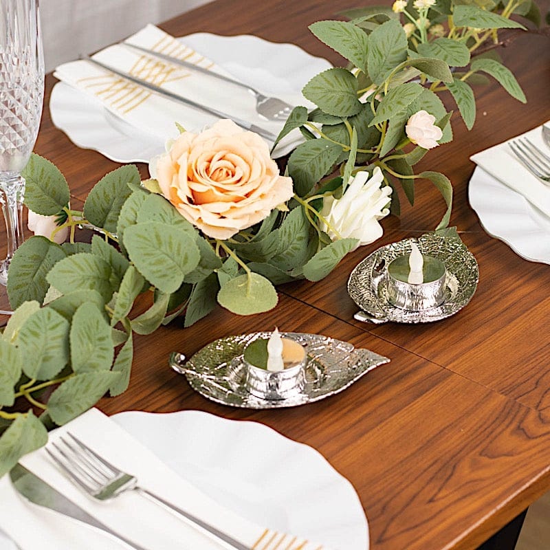 3 Maple Leaf 5" Metal Votive Candle Holders