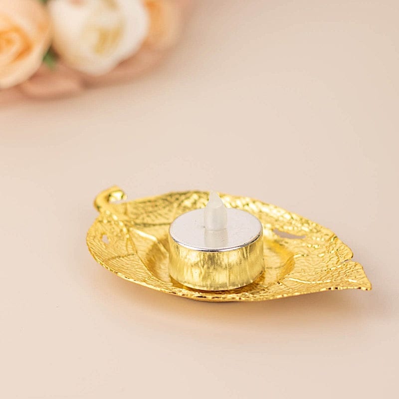 3 Maple Leaf 5" Metal Votive Candle Holders