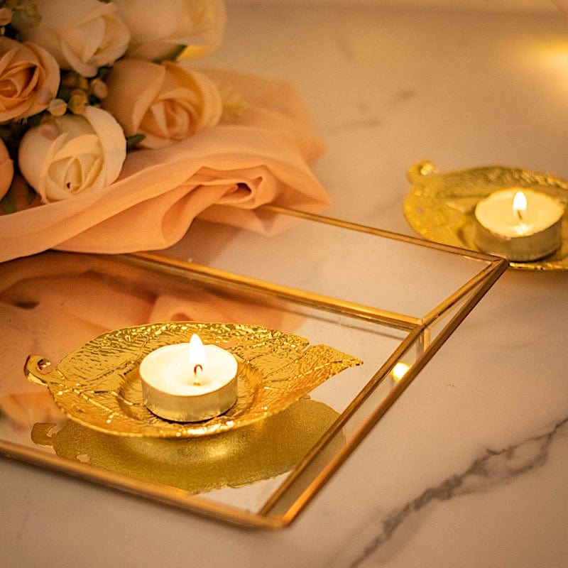 3 Maple Leaf 5" Metal Votive Candle Holders