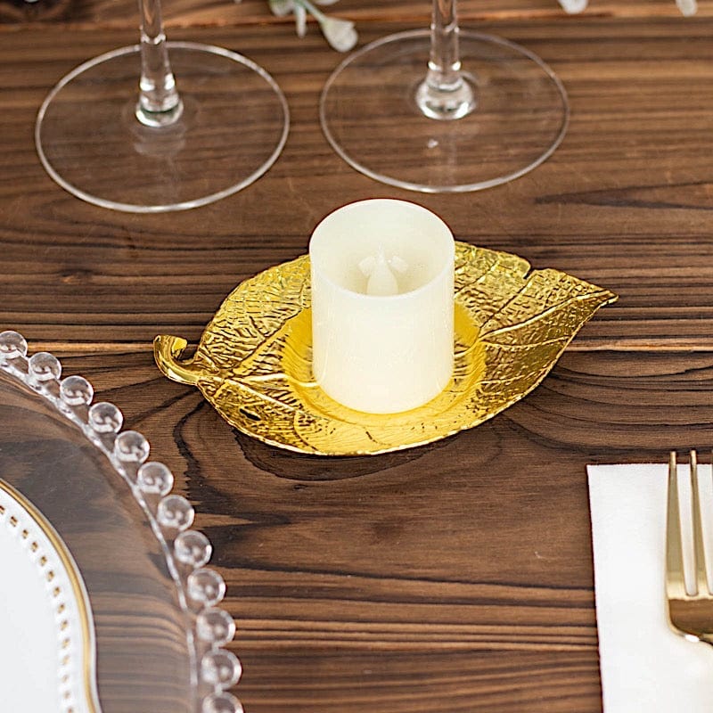 3 Maple Leaf 5" Metal Votive Candle Holders