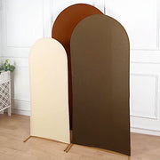 3 Matte Fitted Spandex Round Top Wedding Arch Backdrop Stand Covers Set
