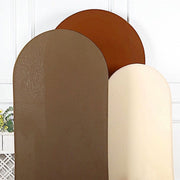 3 Matte Fitted Spandex Round Top Wedding Arch Backdrop Stand Covers Set