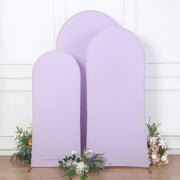 3 Matte Fitted Spandex Round Top Wedding Arch Backdrop Stand Covers Set