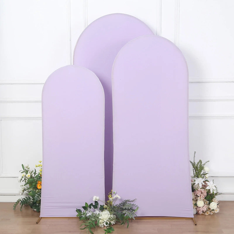3 Matte Fitted Spandex Round Top Wedding Arch Backdrop Stand Covers Set