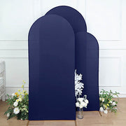 3 Matte Fitted Spandex Round Top Wedding Arch Backdrop Stand Covers Set