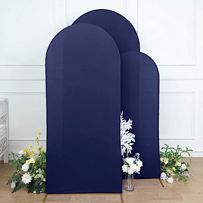 3 Matte Fitted Spandex Round Top Wedding Arch Backdrop Stand Covers Set