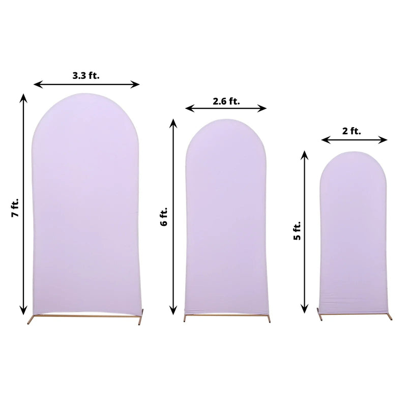 3 Matte Fitted Spandex Round Top Wedding Arch Backdrop Stand Covers Set