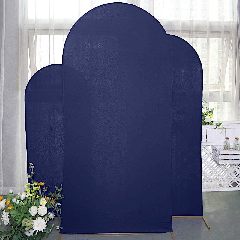 3 Matte Fitted Spandex Round Top Wedding Arch Backdrop Stand Covers Set