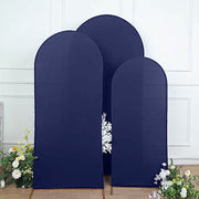 3 Matte Fitted Spandex Round Top Wedding Arch Backdrop Stand Covers Set